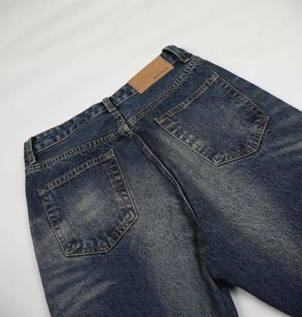 Vintage White Washed Straight Pants back view showing pockets and faded denim fabric.