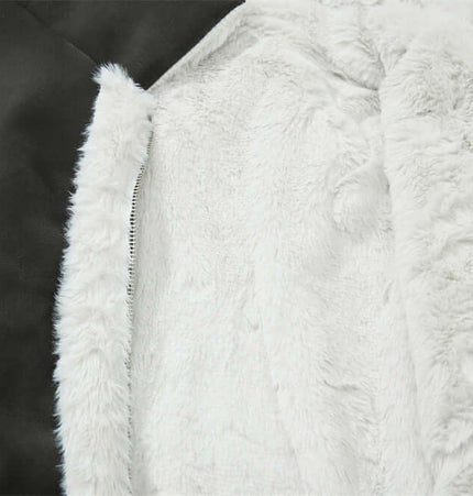 Interior view of the Street Style Cotton Jacket – Loose Fit showcasing soft faux fur lining and stylish design.