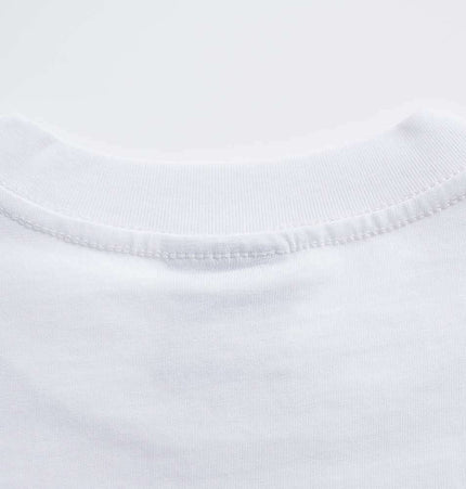Back view of the collar on the Retro Washed Face Letter TShirt – Loose Fit showing its clean stitching.