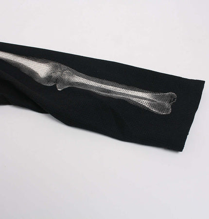 Dark Skeleton Print Hoodie – Loose Fit featuring a striking skeleton graphic on sleeve for bold streetwear style.