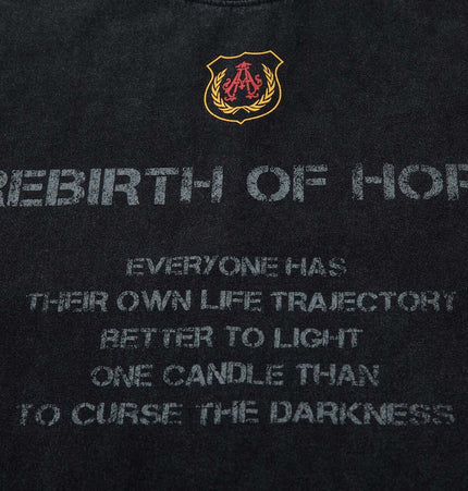 Retro Washed Badge Letter TShirt – Loose Fit featuring vintage text design and badge logo.