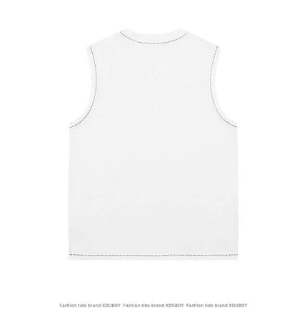 Back view of Color Block Tank Top - Loose Fit, showcasing its simple and modern sleeveless design.