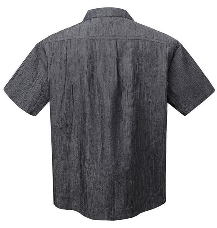 Polo Collar Short Sleeve Shirt – Loose Fit, black back view, lightweight fabric, short sleeves, stylish design