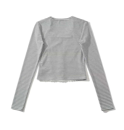 Streifen V-Ausschnitt Cardigan – Lässige Passform