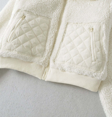 Winter Lamb Wool Quilted Cotton Jacket featuring warm lamb wool and quilted panels for stylish winter wear.