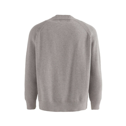 Lazy Streetwear Knit Sweater – Loose Fit back view in soft gray knit with relaxed silhouette and long sleeves.