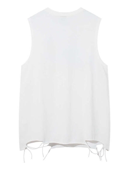 Back view of Black butterfly letter embroidery vest top by Grozavu