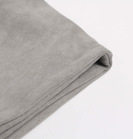 Close-up of the fabric of the Faux Suede Print Zip-Up Hoodie – Loose Fit, showcasing its soft texture and premium quality.