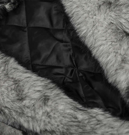 Hooded Fur Collar Jacket – Loose Fit showing soft fur collar and inner lining design.