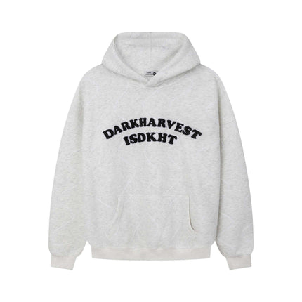Embroidered Letter Hoodie – Loose Fit in light gray with bold lettering for stylish streetwear.