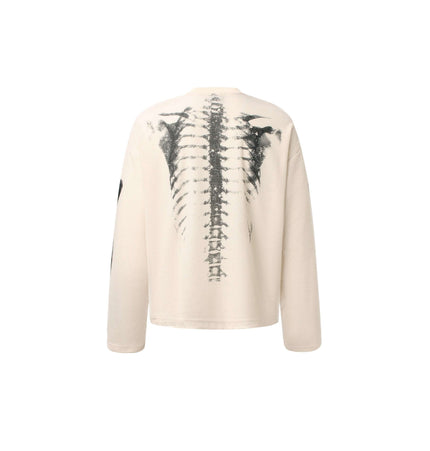 Dark Skeleton Print Hoodie – Loose Fit featuring a striking skeleton graphic on the back.