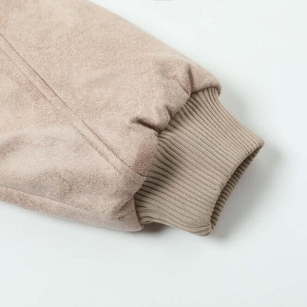 Fur Collar Hooded Winter Jacket – Loose Fit close-up of sleeve detail in soft fabric.