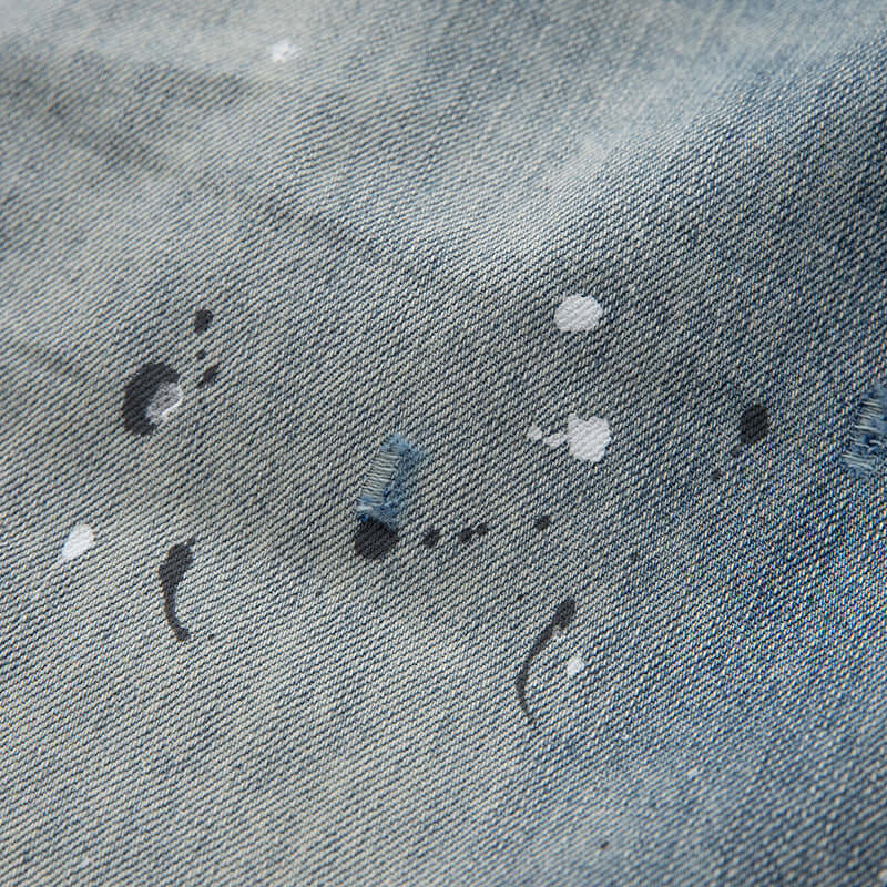 Batch Splatter Print Straight Jeans styling detail - Premium Streetwear