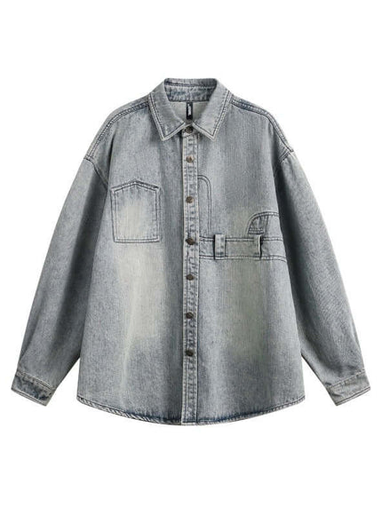 Light Blue laundry workwear denim fitting shirts with Grozavu logo