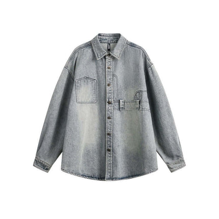 Light Blue laundry workwear denim fitting shirts with Grozavu logo