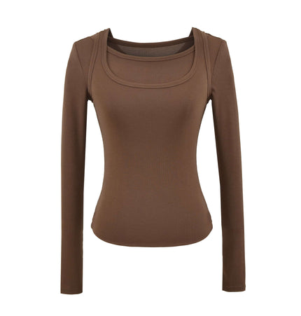 Square Neck Slim Fit Long Sleeve Top