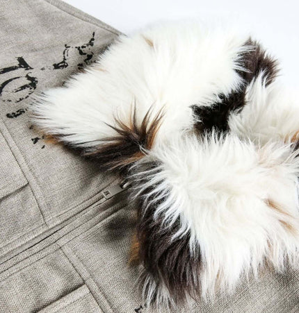 Graffiti Faux Fur Collar Coat – Loose Fit with plush faux fur collar and unique graffiti detailing.