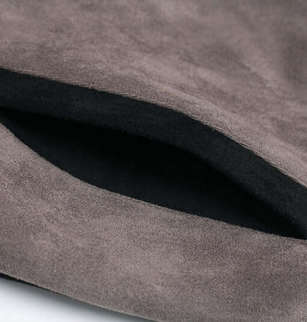 Close-up of the patch pocket design on the Patchwork High Neck Hoodie – Loose Fit, showcasing premium material and detail.