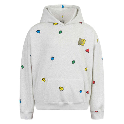 Casual Fit Plum Blossom Retro Hoodie featuring colorful playful designs on a light background.