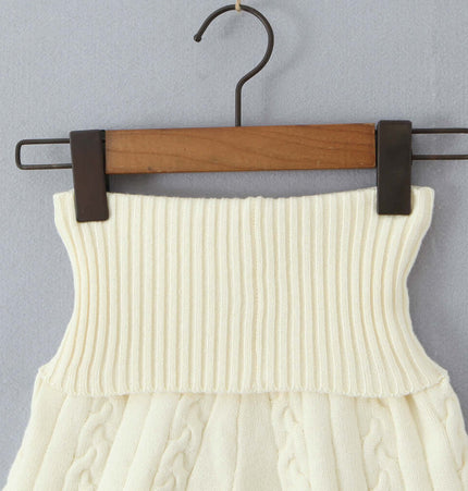 Off-Shoulder Twists Slim Knit Sweater close-up of the ribbed neckline and textured fabric