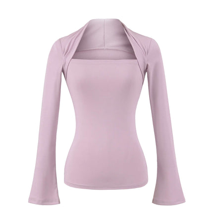 Bluză cu mânecă lungă și decolteu pătrat