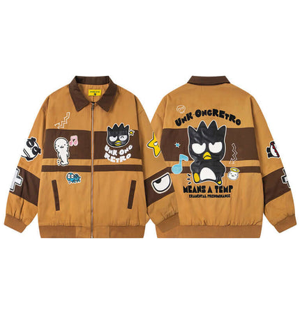 Cartoon-Stickerei Patchwork-Jacke