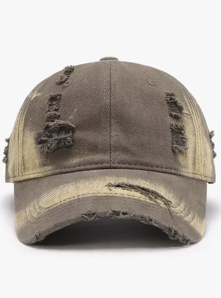 Ivory distressed adjustable cotton baseball cap with Grozavu logo
