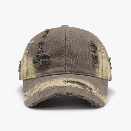 Ivory distressed adjustable cotton baseball cap with Grozavu logo