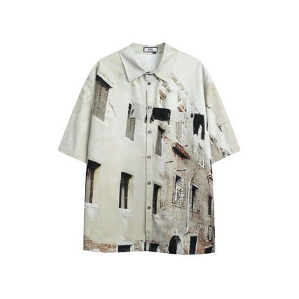 Floral Pattern printed short sleeve shirts with Grozavu logo