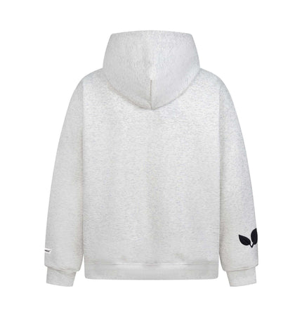 Back view of the Cross Embroidered Hoodie – Loose Fit showcasing its relaxed design and hooded construction.