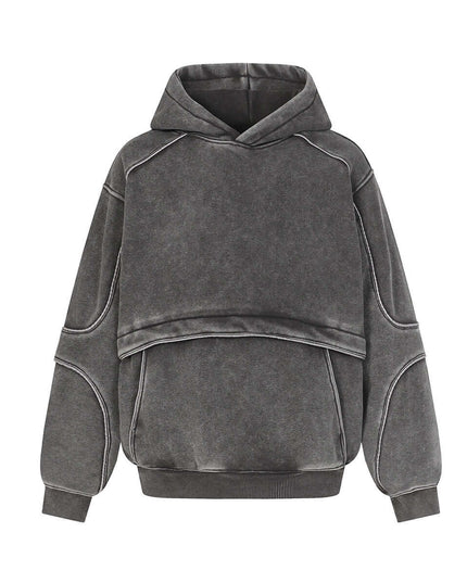 Maison Grozavu Sophisticated Quartz Hoodie in signature tone — front view showing the reinforced stitching on the hem