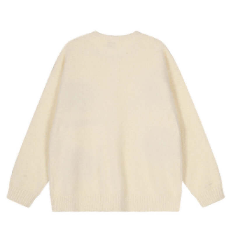 Apricot jacquard knit sweater with Grozavu logo