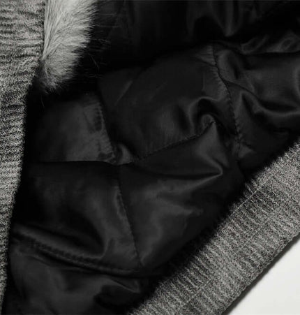 Hooded Fur Collar Jacket – Loose Fit interior fabric and fur detail for added warmth and comfort.