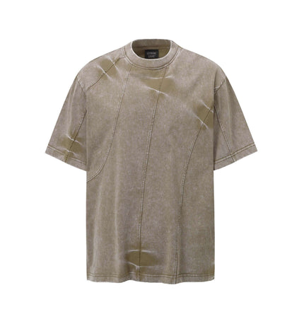 Retro Tie-Dye Spliced TShirt – Loose Fit featuring a relaxed, breathable design and unique color-block splicing.