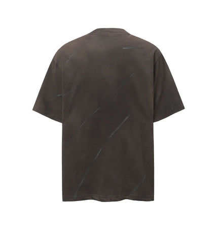 Washed Patchwork Letter TShirt – Loose Fit back view showing relaxed style and washed finish.