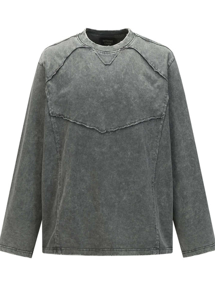 Gray washed fringed deconstructive functional hoodie with Grozavu logo