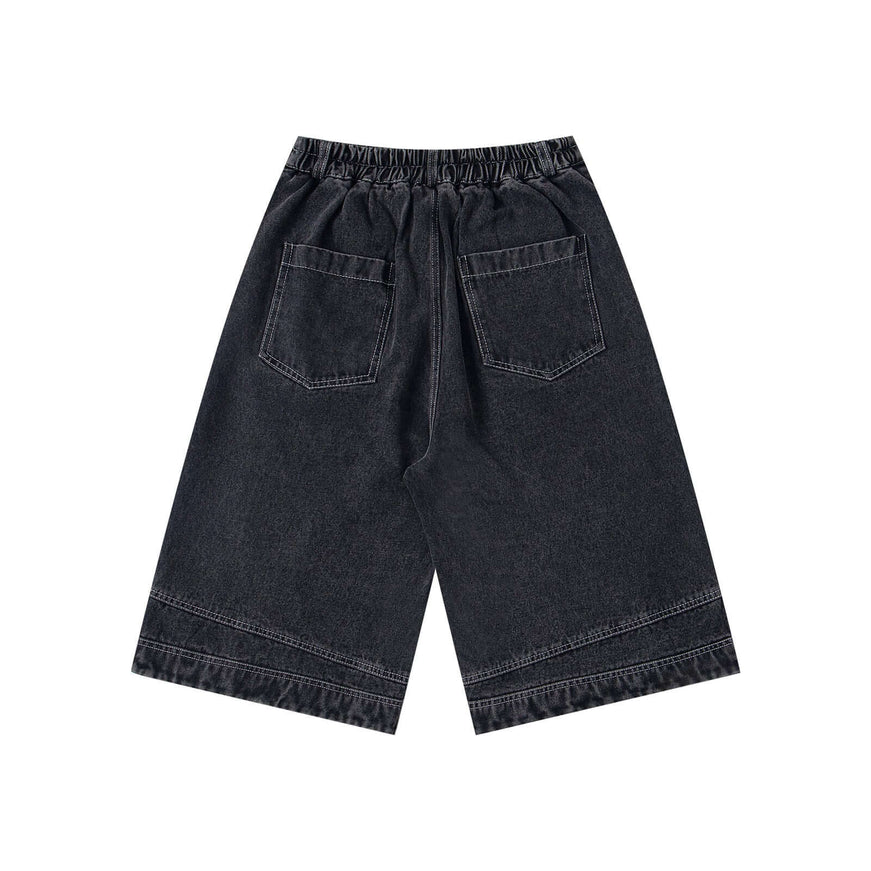 Black washed cute dog patchwork pants with Grozavu logo