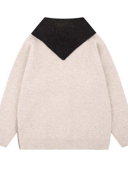 Model wearing Blue cute cat shawl knit top by Grozavu