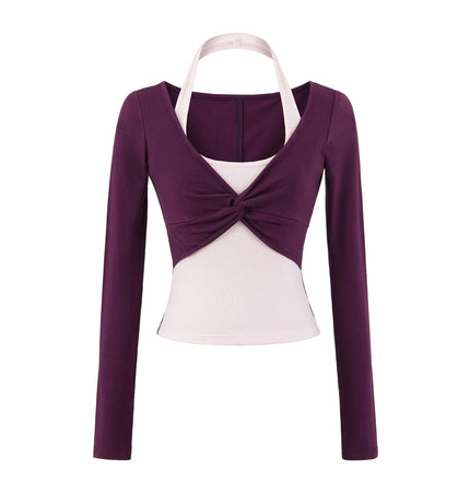 Top de manga larga con cuello colgante