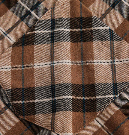Close-up of the checkered pattern on the Checkered Hooded Plaid Shirt – Loose Fit, showcasing its fabric texture.