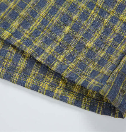 Casual Plaid Shirt – Relaxed Fit showcasing a soft cotton blend with a blue and yellow plaid pattern for everyday comfort.