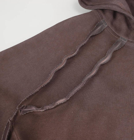 Old Patchwork Hoodie – Loose Fit close-up showing unique stitching details and smooth fabric finish.
