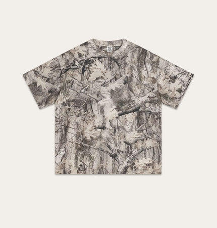 Camouflage Drop-Shoulder TShirt – Loose Fit featuring a branch camouflage pattern, relaxed streetwear style.