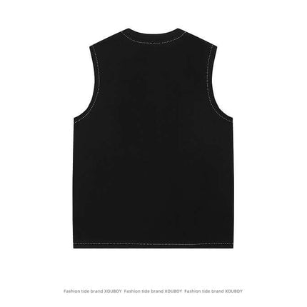 Color Block Tank Top - Loose Fit in black, sleeveless design with clean lines and a relaxed fit, ideal for summer wear.