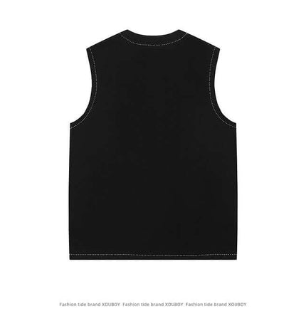 Color Block Tank Top - Loose Fit in black, sleeveless design with clean lines and a relaxed fit, ideal for summer wear.