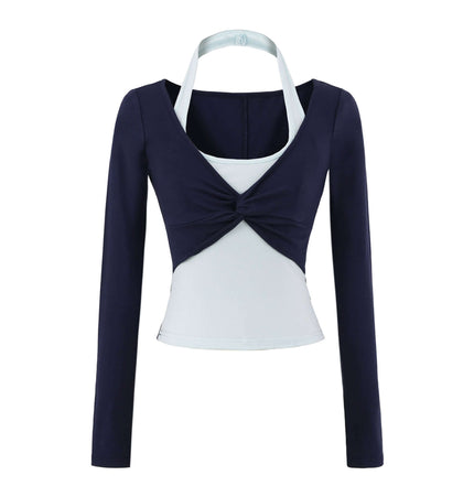 Top de manga larga con cuello colgante