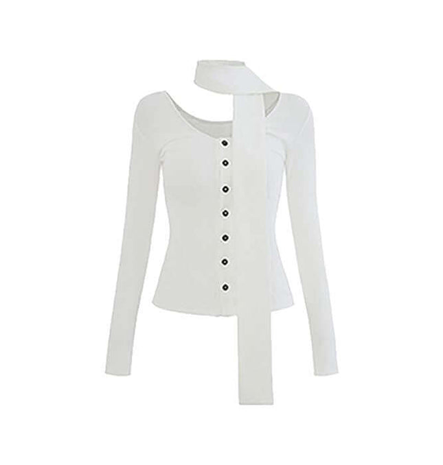 Maglietta a maniche lunghe slim fit con scollo a V e bottoni