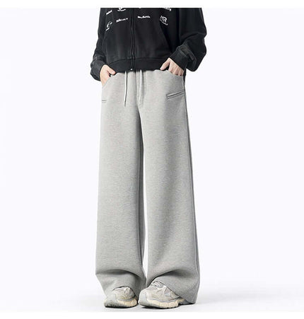 Oversized Winter Casual Long Pants featuring a relaxed fit and solid gray color, perfect for stylish winter street wear.