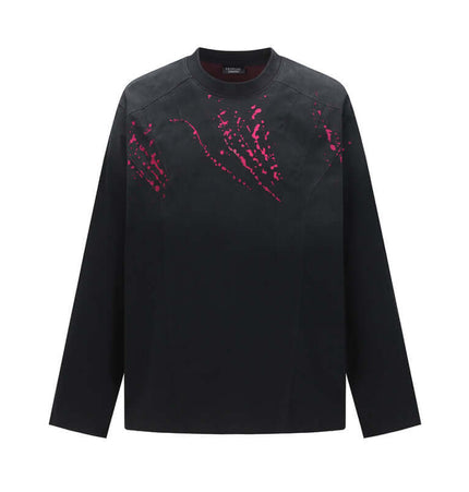 Ripped Gradient Long Sleeve TShirt featuring a distressed design and abstract gradient print.