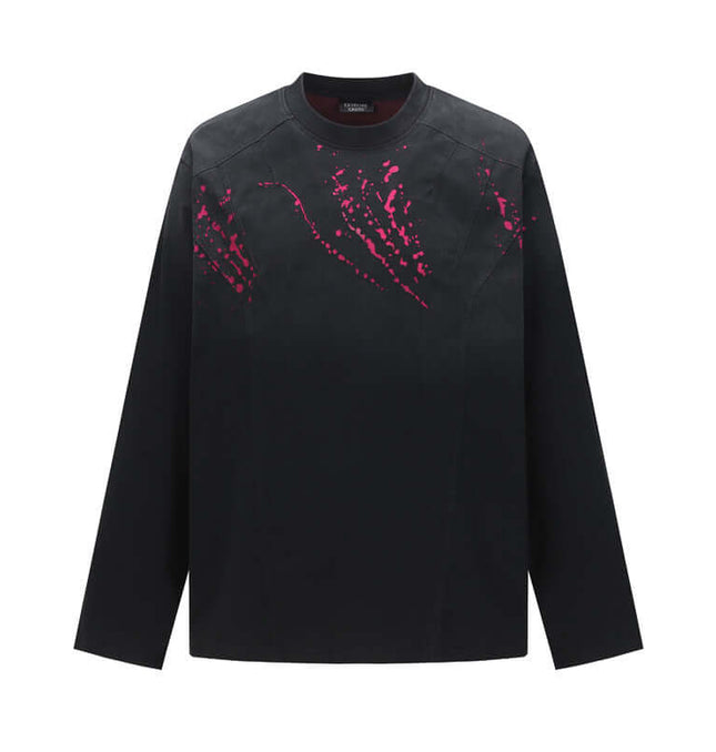 Ripped Gradient Long Sleeve TShirt featuring a distressed design and abstract gradient print.